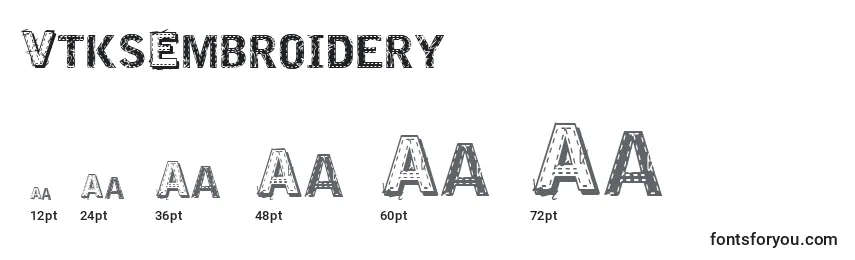 VtksEmbroidery Font Sizes