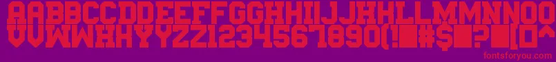 Messemuenchen-Schriftart – Rote Schriften auf violettem Hintergrund