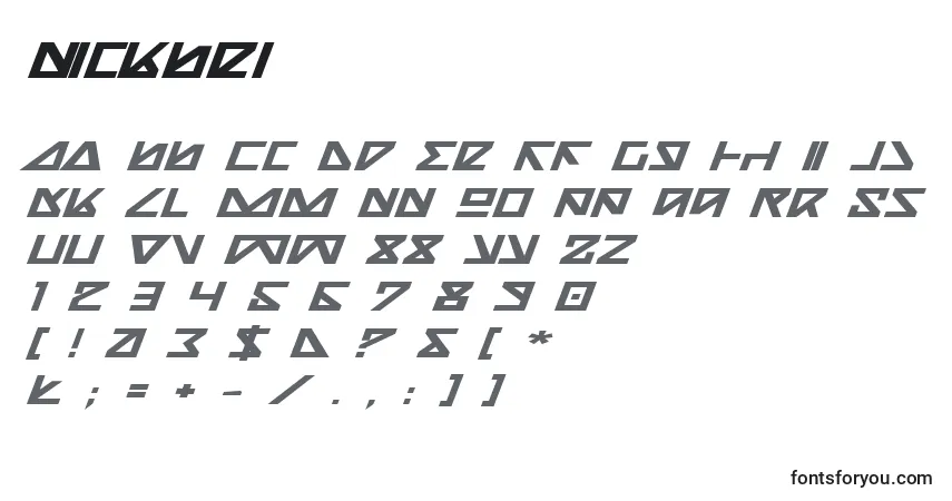 Czcionka Nickbei – alfabet, cyfry, specjalne znaki