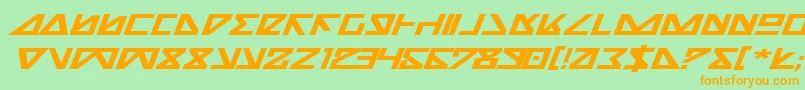 フォントNickbei – オレンジの文字が緑の背景にあります。
