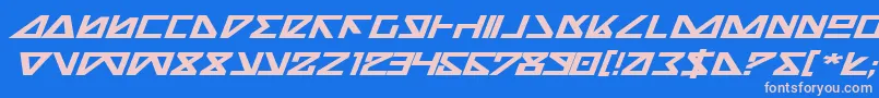 Nickbei-Schriftart – Rosa Schriften auf blauem Hintergrund