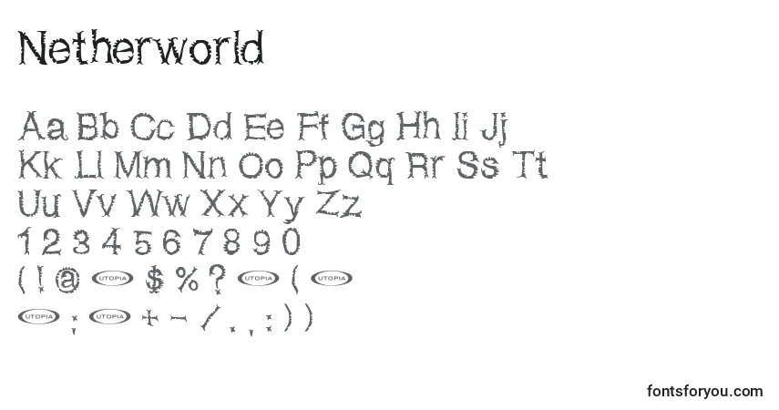Schriftart Netherworld – Alphabet, Zahlen, spezielle Symbole