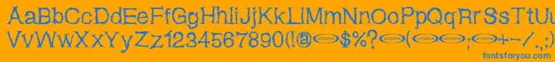 フォントNetherworld – オレンジの背景に青い文字
