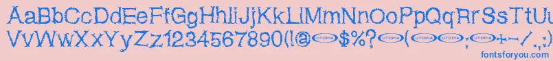 フォントNetherworld – ピンクの背景に青い文字