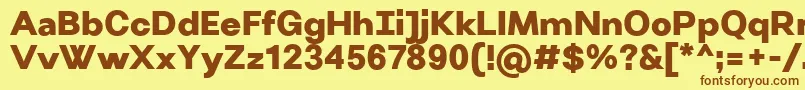 Fonte VillerayUltrabold – fontes marrons em um fundo amarelo