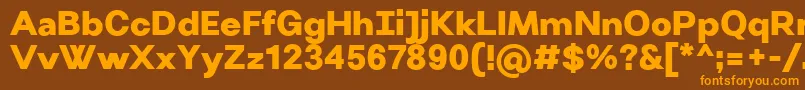 フォントVillerayUltrabold – オレンジ色の文字が茶色の背景にあります。