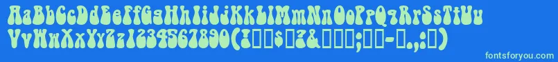 RaindropsskBold Font – Green Fonts on Blue Background