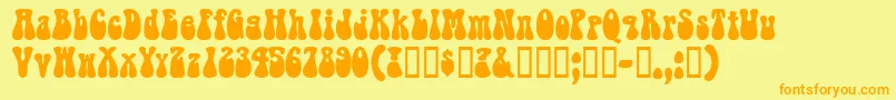 RaindropsskBold Font – Orange Fonts on Yellow Background