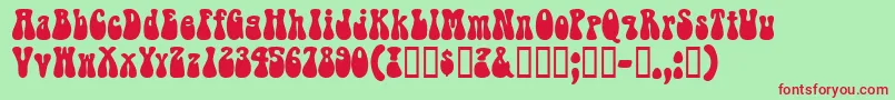 RaindropsskBold Font – Red Fonts on Green Background