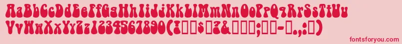 RaindropsskBold Font – Red Fonts on Pink Background