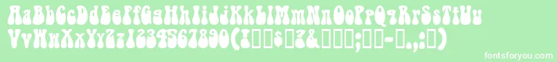 フォントRaindropsskBold – 緑の背景に白い文字