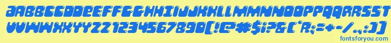 Bubblebuttexpandital Font – Blue Fonts on Yellow Background