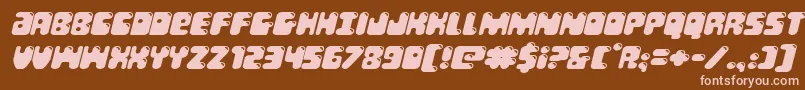 Bubblebuttexpandital-Schriftart – Rosa Schriften auf braunem Hintergrund