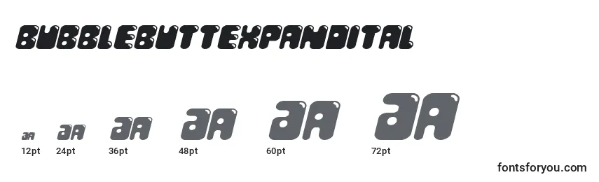 Bubblebuttexpandital Font Sizes
