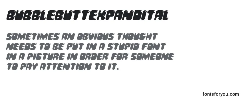 Review of the Bubblebuttexpandital Font