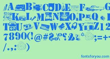 Soundpieces font – Blue Fonts On Green Background