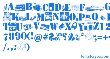 Soundpieces font – Blue Fonts On White Background