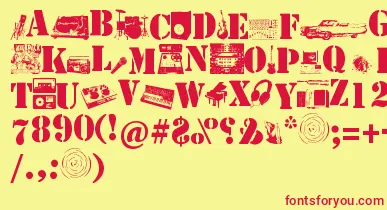 Soundpieces font – Red Fonts On Yellow Background