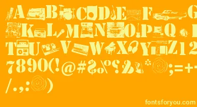 Soundpieces font – Yellow Fonts On an Orange Background