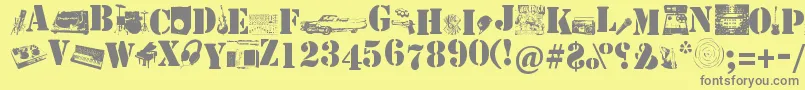 フォントSoundpieces – 黄色の背景に灰色の文字