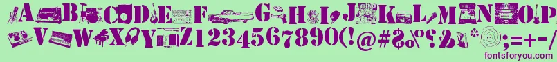 Soundpieces Font – Purple Fonts on Green Background