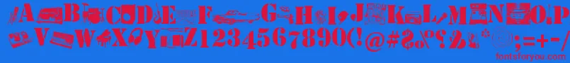Soundpieces Font – Red Fonts on Blue Background