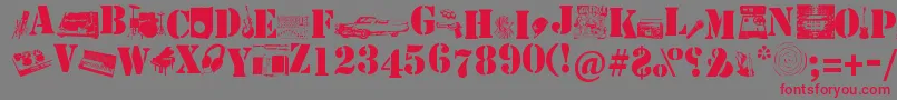 Soundpieces-Schriftart – Rote Schriften auf grauem Hintergrund