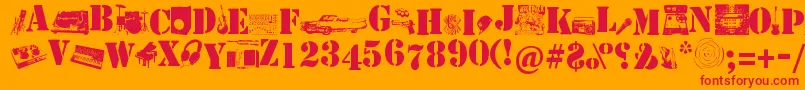 Soundpieces-Schriftart – Rote Schriften auf orangefarbenem Hintergrund