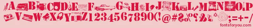 Soundpieces-Schriftart – Rote Schriften auf rosa Hintergrund