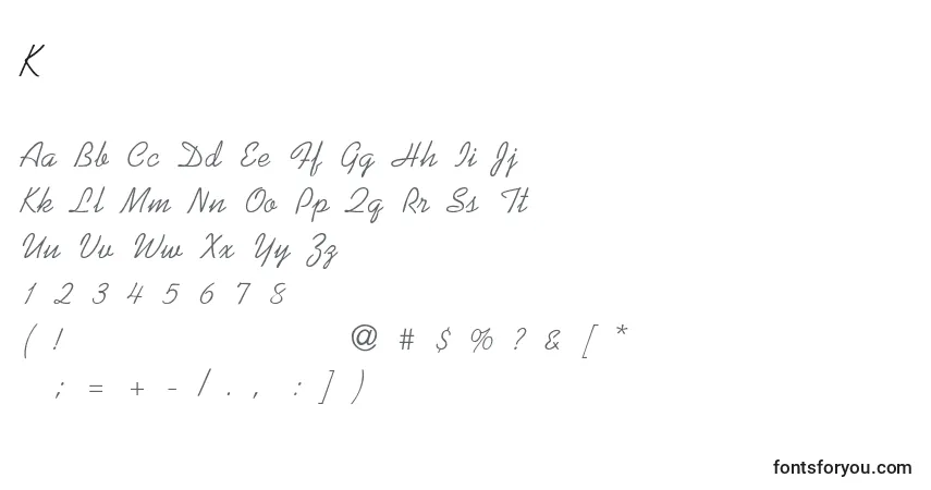 Шрифт KaufmannThin – алфавит, цифры, специальные символы