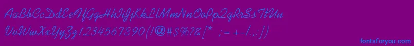 KaufmannThin Font – Blue Fonts on Purple Background
