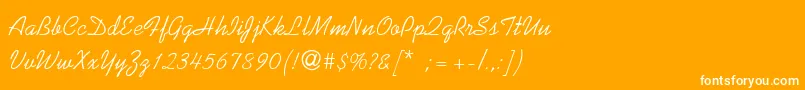 KaufmannThin-Schriftart – Weiße Schriften auf orangefarbenem Hintergrund