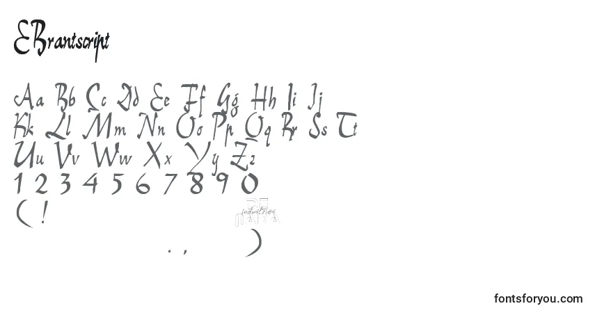 EBrantscriptフォント–アルファベット、数字、特殊文字