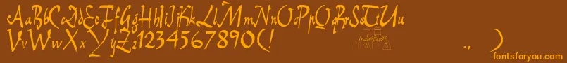 EBrantscript Font – Orange Fonts on Brown Background