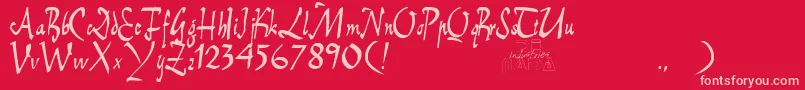 EBrantscript Font – Pink Fonts on Red Background