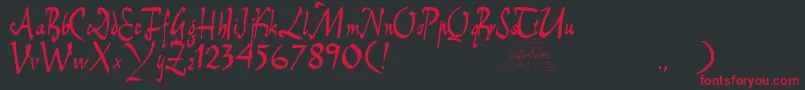 フォントEBrantscript – 黒い背景に赤い文字