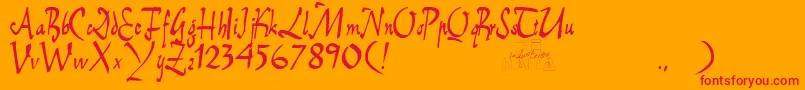 EBrantscript Font – Red Fonts on Orange Background
