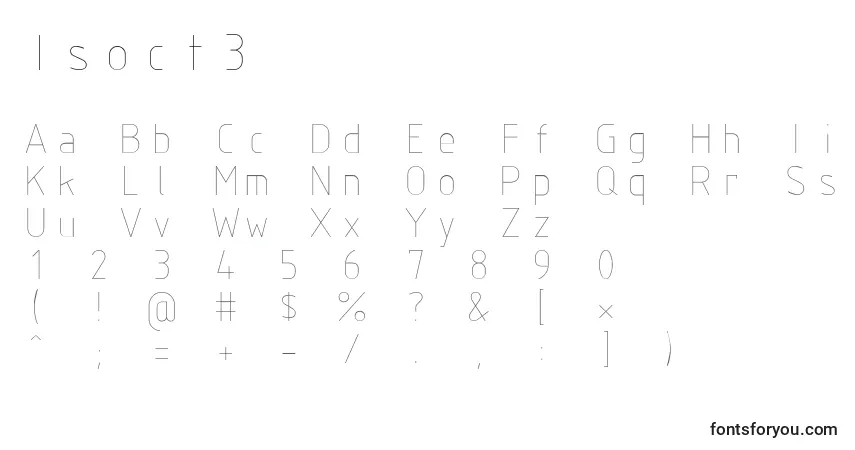 A fonte Isoct3 – alfabeto, números, caracteres especiais