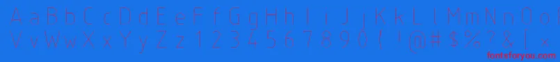 Isoct3-Schriftart – Rote Schriften auf blauem Hintergrund