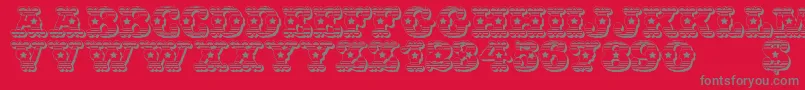 Fonte WildWestUsa – fontes cinzas em um fundo vermelho