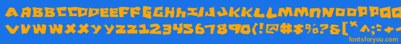 Fonte CroMagnumJagged – fontes laranjas em um fundo azul