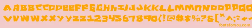 フォントCroMagnumJagged – オレンジの文字がピンクの背景にあります。
