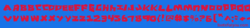 CroMagnumJagged-Schriftart – Rote Schriften auf blauem Hintergrund