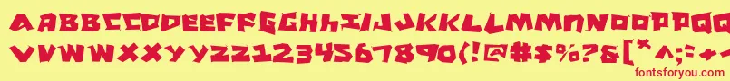 CroMagnumJagged-fontti – punaiset fontit keltaisella taustalla