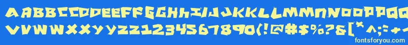 CroMagnumJagged Font – Yellow Fonts on Blue Background