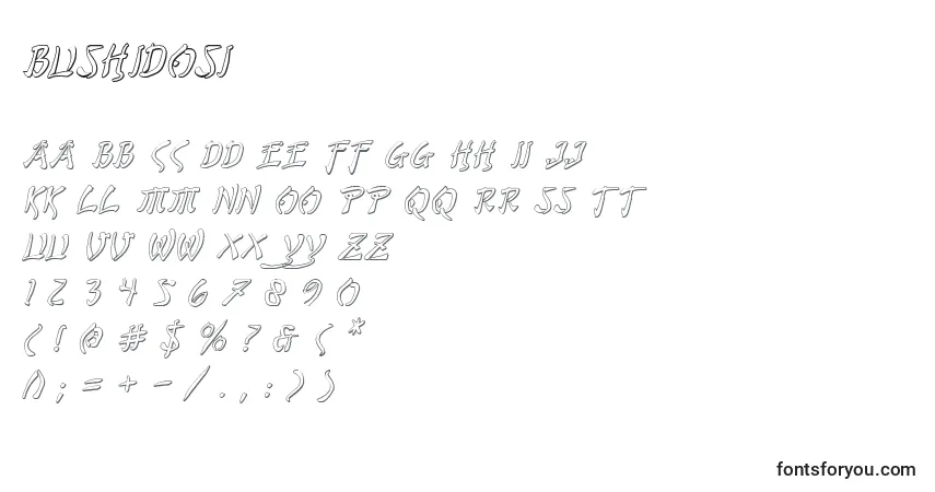 Czcionka Bushidosi – alfabet, cyfry, specjalne znaki