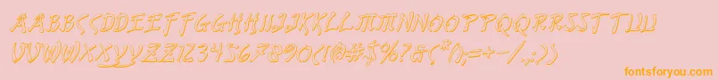 フォントBushidosi – オレンジの文字がピンクの背景にあります。