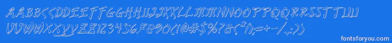 Bushidosi-Schriftart – Rosa Schriften auf blauem Hintergrund
