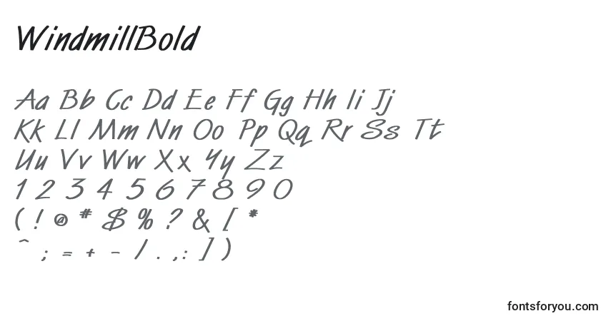 Шрифт WindmillBold – алфавит, цифры, специальные символы