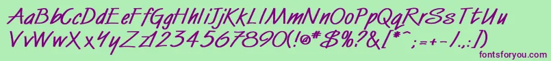フォントWindmillBold – 緑の背景に紫のフォント